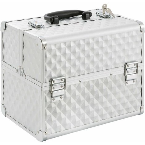 AREBOS Coffret Mallette Valise Beauté Case á Bijoux Voyage Cosmetique Maquillage Argent - Argent 3 AREBOS Coffret Mallette Valise Beauté Case á Bijoux Voyage Cosmetique Maquillage Argent - Argent – Image 3