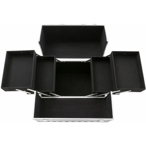 AREBOS Coffret Mallette Valise Beauté Case á Bijoux Voyage Cosmetique Maquillage Argent - Argent 4 AREBOS Coffret Mallette Valise Beauté Case á Bijoux Voyage Cosmetique Maquillage Argent - Argent – Image 4