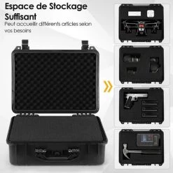 GOPLUS Valise ?tanche Appareil Photo Coffret De Protection Universel Caméra, Avec Mousse Alvéolée Et Loquets à Pression, Pour Drone, Appareil Photo (56 X 44 X 22 Cm) -Malette de rangement Soldes 2022 66858569 4