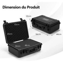 GOPLUS Valise ?tanche Appareil Photo Coffret De Protection Universel Caméra, Avec Mousse Alvéolée Et Loquets à Pression, Pour Drone, Appareil Photo (56 X 44 X 22 Cm) -Malette de rangement Soldes 2022 66858569 5