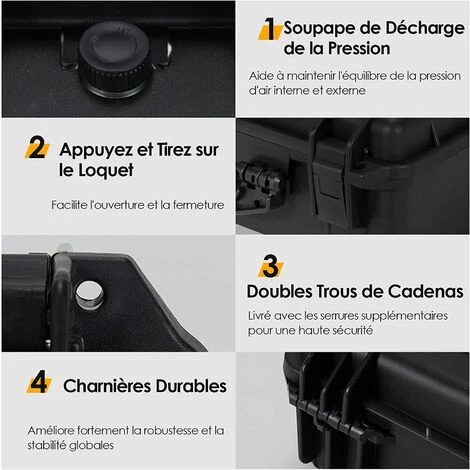 GOPLUS Valise ?tanche Appareil Photo Coffret De Protection Universel Caméra, Avec Mousse Alvéolée Et Loquets à Pression, Pour Drone, Appareil Photo (34 X 31 X 16 Cm) 2 GOPLUS Valise ?tanche Appareil Photo Coffret De Protection Universel Caméra, Avec Mousse Alvéolée Et Loquets à Pression, Pour Drone, Appareil Photo (34 X 31 X 16 Cm) – Image 2