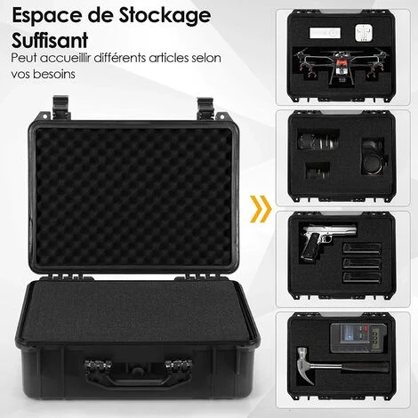 GOPLUS Valise ?tanche Appareil Photo Coffret De Protection Universel Caméra, Avec Mousse Alvéolée Et Loquets à Pression, Pour Drone, Appareil Photo (34 X 31 X 16 Cm) 4 GOPLUS Valise ?tanche Appareil Photo Coffret De Protection Universel Caméra, Avec Mousse Alvéolée Et Loquets à Pression, Pour Drone, Appareil Photo (34 X 31 X 16 Cm) – Image 4