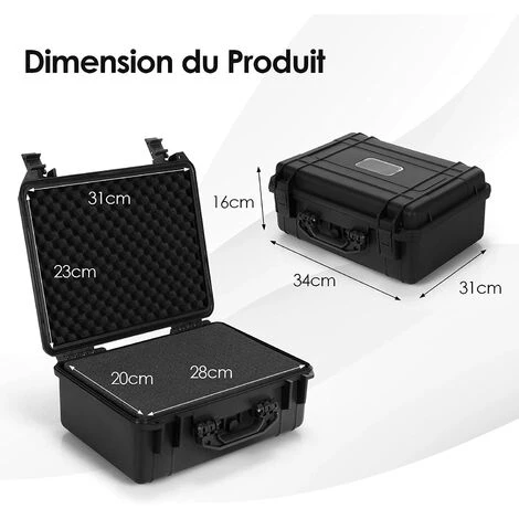 GOPLUS Valise ?tanche Appareil Photo Coffret De Protection Universel Caméra, Avec Mousse Alvéolée Et Loquets à Pression, Pour Drone, Appareil Photo (34 X 31 X 16 Cm) 5 GOPLUS Valise ?tanche Appareil Photo Coffret De Protection Universel Caméra, Avec Mousse Alvéolée Et Loquets à Pression, Pour Drone, Appareil Photo (34 X 31 X 16 Cm) – Image 5