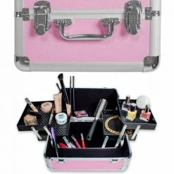 HELLOSHOP26 Mallette Trolley Valise Esthétique Coiffure Boîte à Maquillage Bijoux Rose - Rose -Malette de rangement Soldes 2022 726191 5