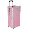 HELLOSHOP26 Mallette Trolley à Roulette Valise Esthétique Coiffure Boîte à Maquillage Bijoux Rose - Rose