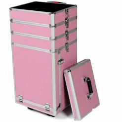 HELLOSHOP26 Mallette Trolley à Roulette Valise Esthétique Coiffure Boîte à Maquillage Bijoux Rose - Rose -Malette de rangement Soldes 2022 726193 4