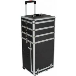 HELLOSHOP26 Mallette Trolley à Roulette Valise Esthétique Coiffure Boîte à Maquillage Bijoux Noir - Noir